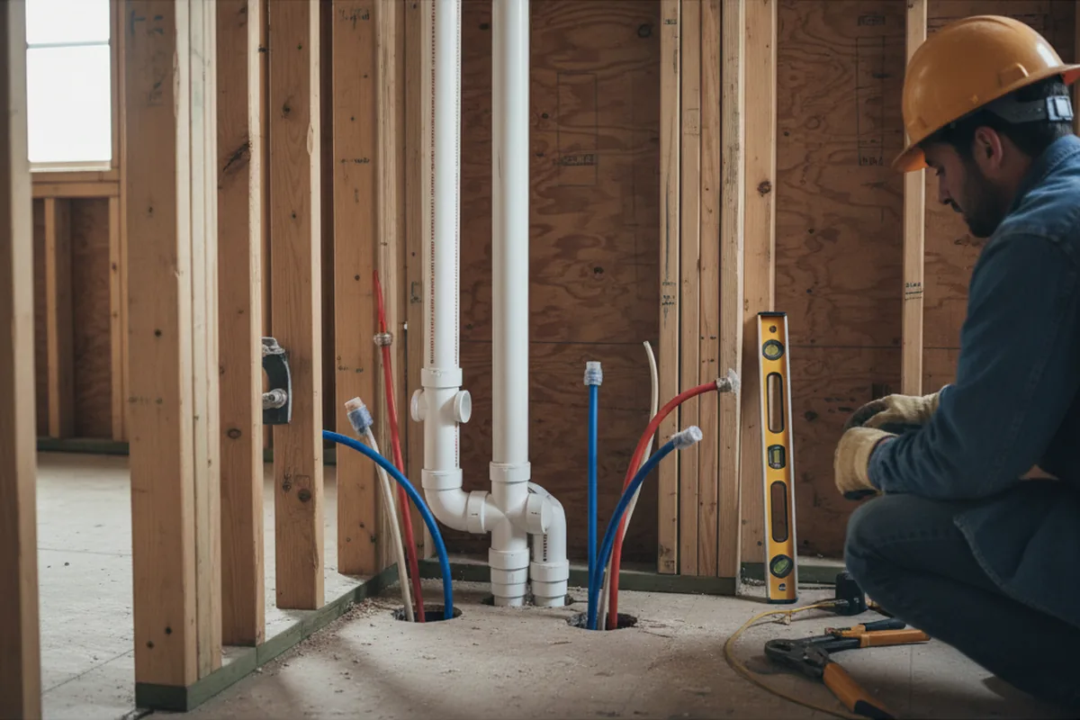 Drain and supply rough-in during Sump Pump Repair in Sun City