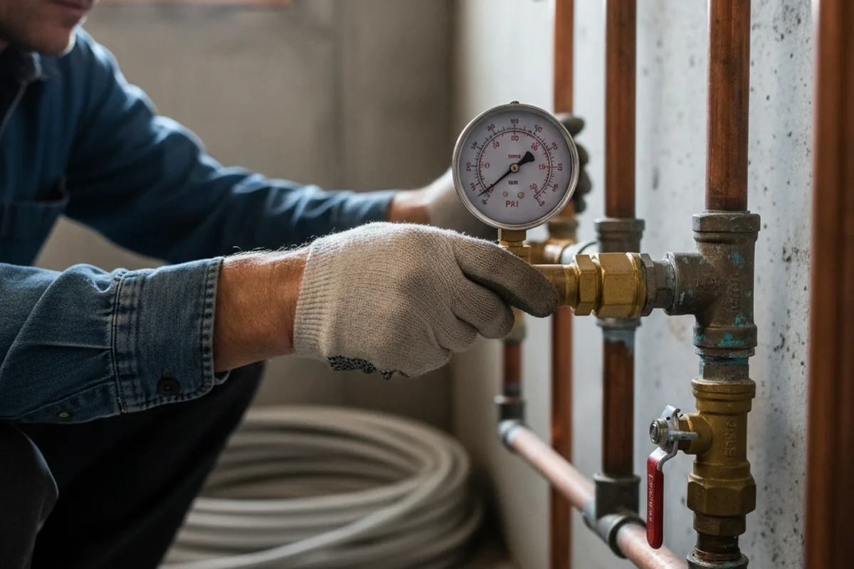 Pressure testing a repaired line during Water Line Repair in Sun City
